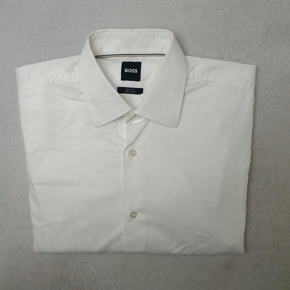 Hugo Boss Shirt Mens 15.5 M White Slim Button-Up Cotton Supima Hank Kent Work